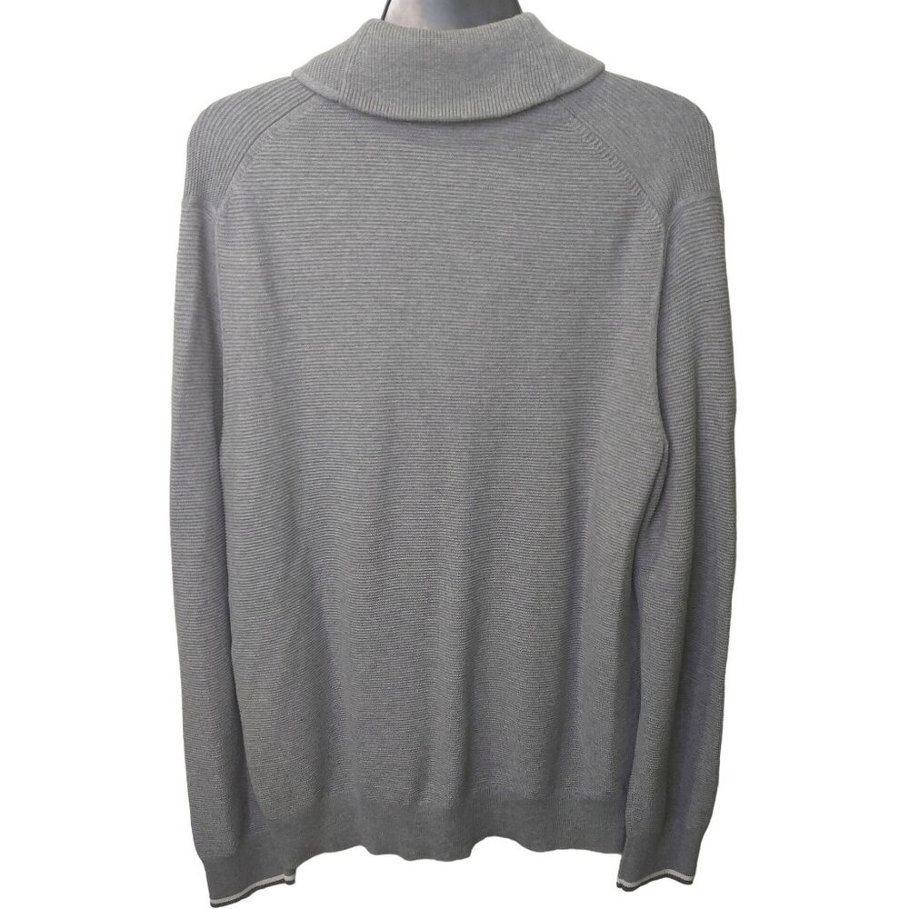 Banana Republic Men's Tipped Supima Cotton Button Cardigan Large Med Grey Pocket - Picture 2 of 11